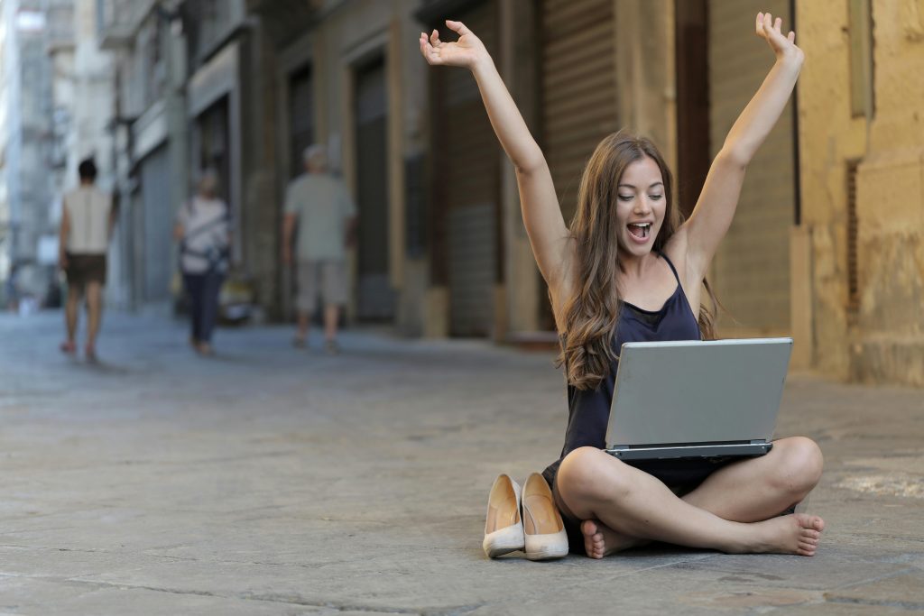 freelancer working on the street, happy, taxes, north macedonia
